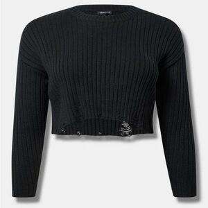 Torrid Distressed Cropped Sweater